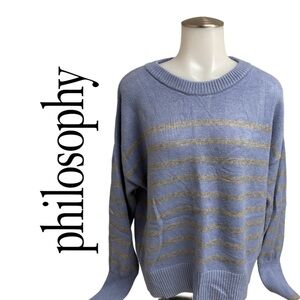Philosophy Men's Sweater in Blue and Gold Stripes